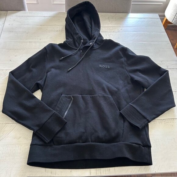 hugo boss  brand-appliqué regular-fit cotton-blend hoody - Picture 2 of 4